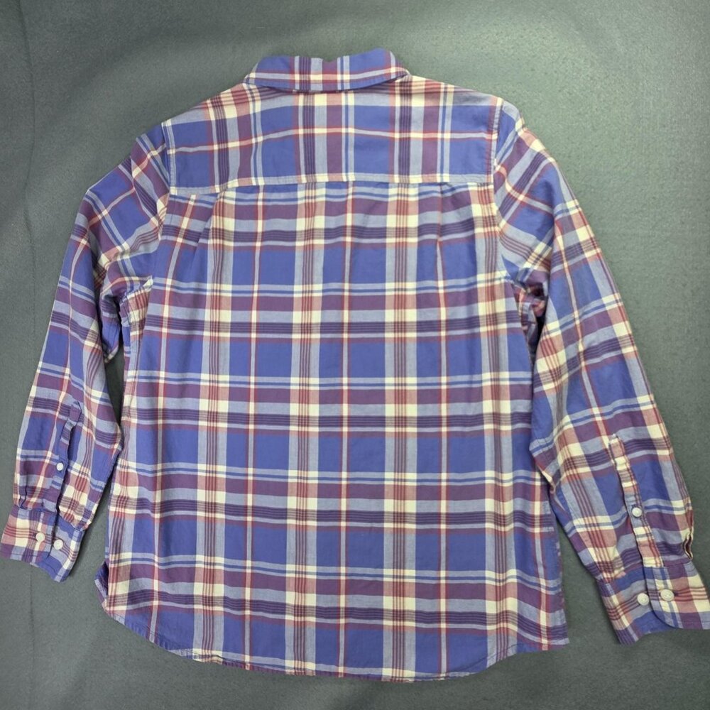 LL Bean Shirt Womens Medium Purple Pink Plaid Long Sleeve Cotton Classic Preppy - Picture 5 of 9